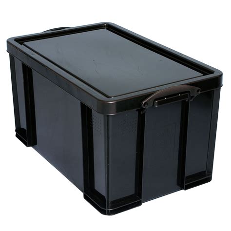 large black plastic storage boxes